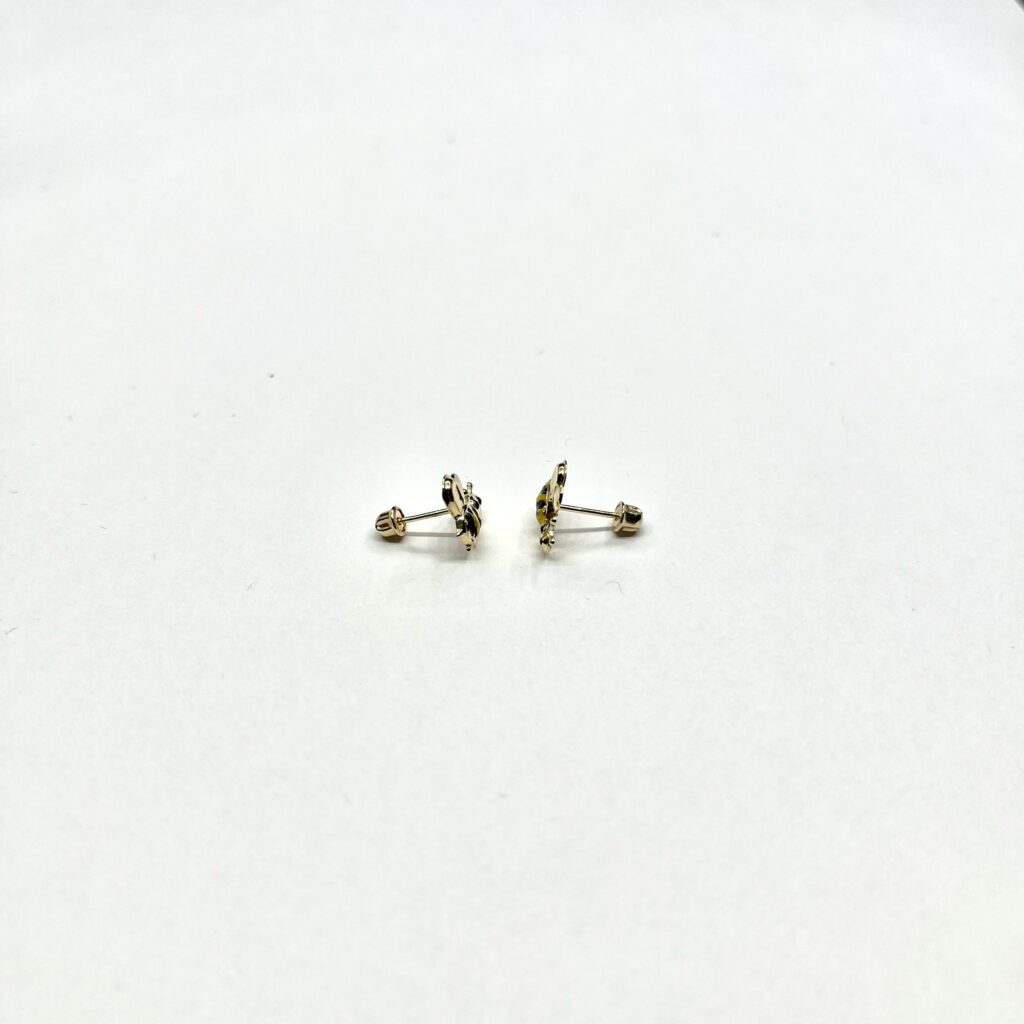 14k Gold Bee Stud Earrings Side