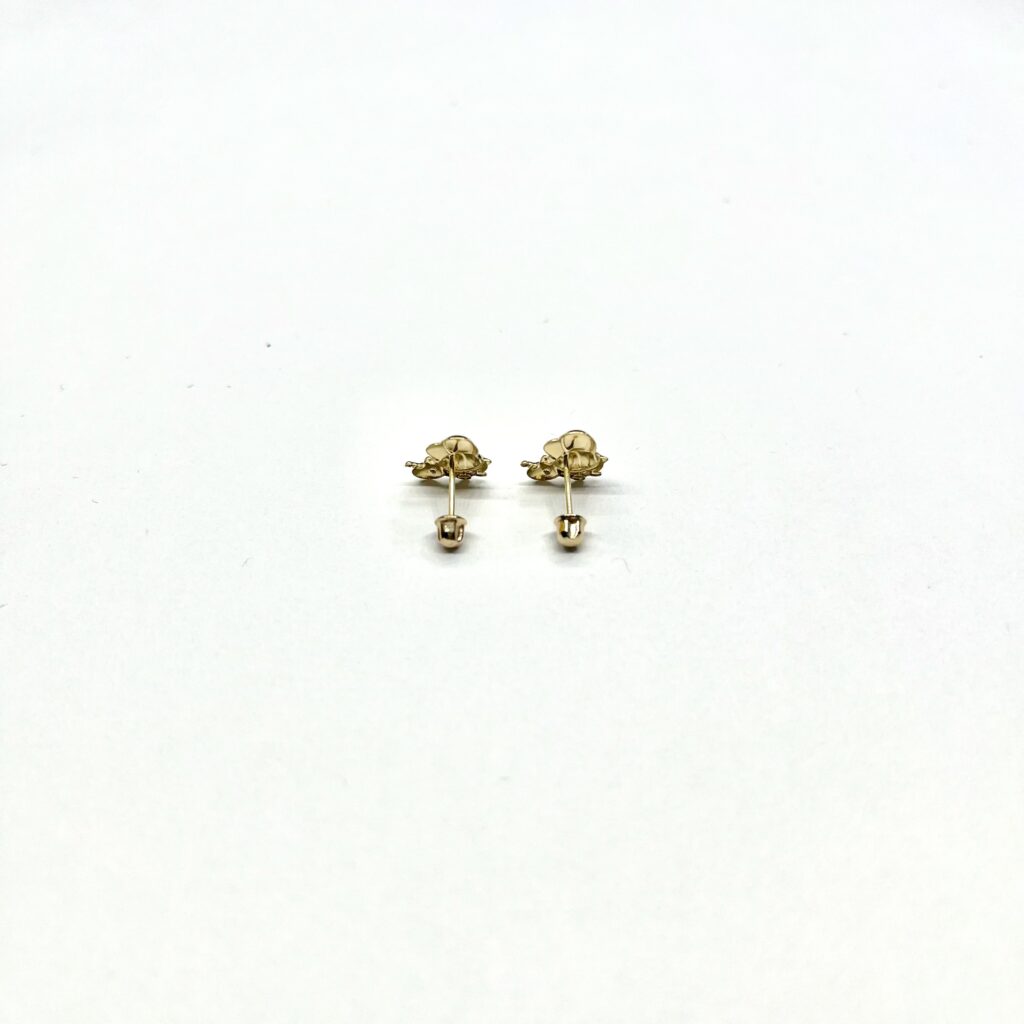 14k Gold Bee Stud Earrings Back