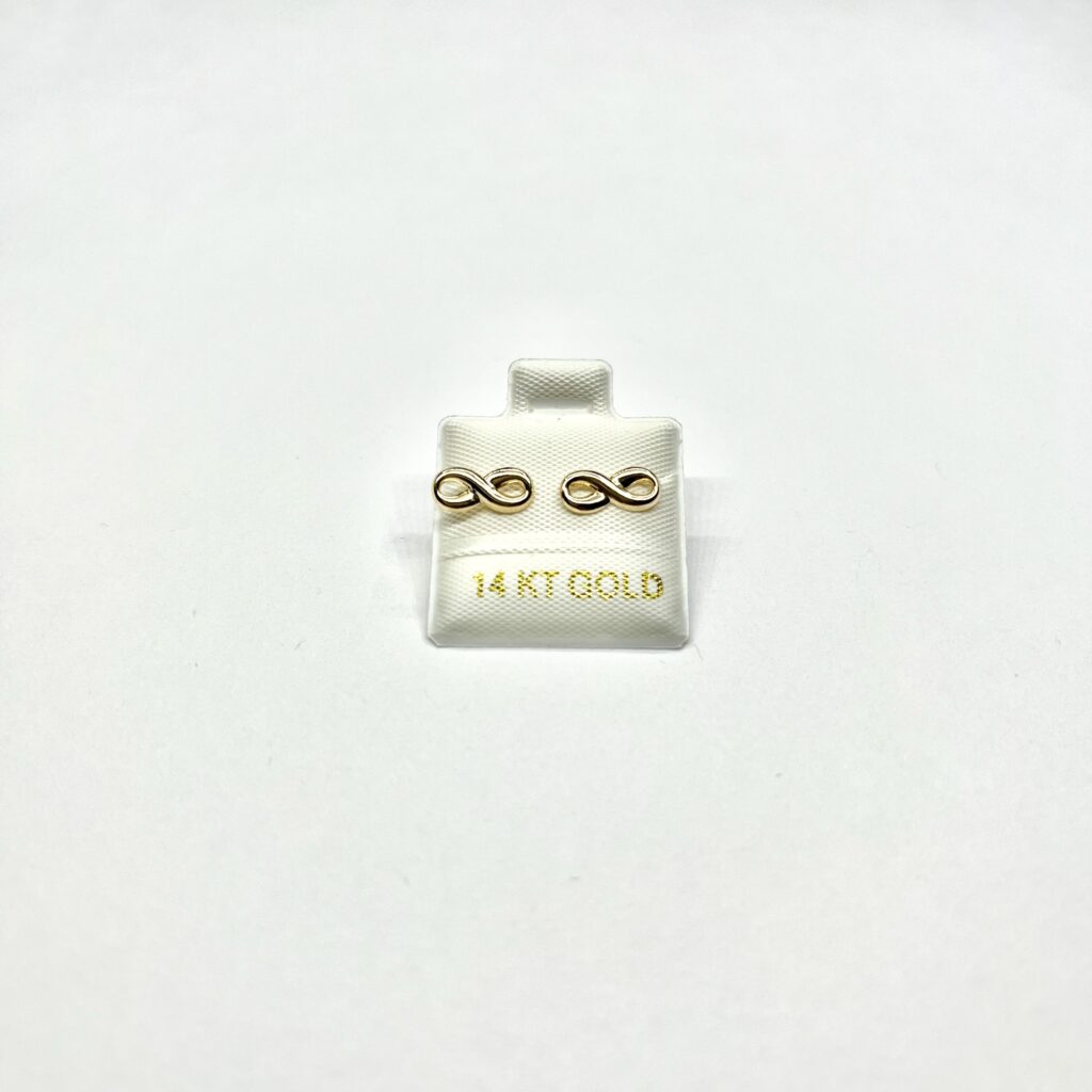 14k Gold Infinity Stud Earrings Front