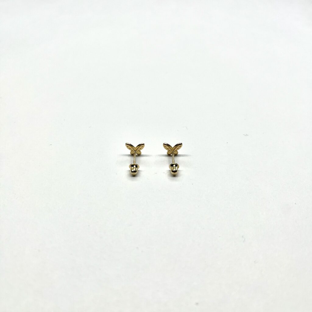 14k Gold Butterfly Stud Earrings Back
